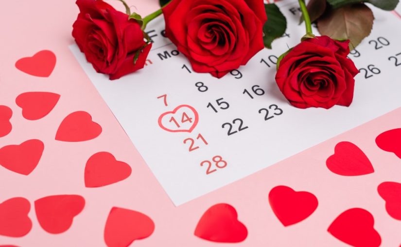 Kalender der viser datoen for valentinsdag
